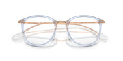 Ray-Ban prescription eyewear frames, light-blue round lenses with thin bridge