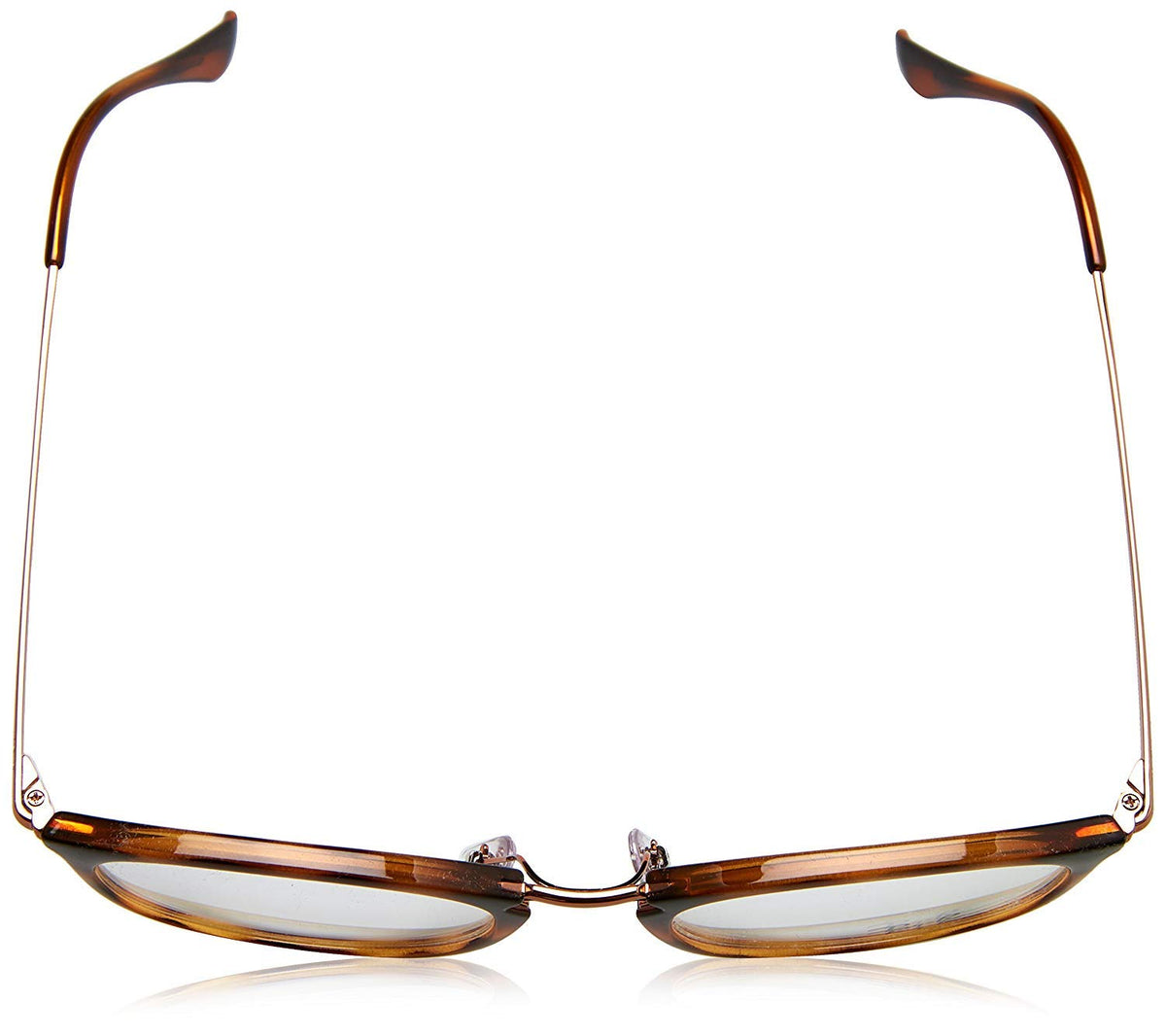 Havana prescription eyewear frames straight-on back view with clear demo lenses