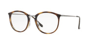 Havana brown round prescription eyeglass frames with gold-tone hinges and clear demo lenses