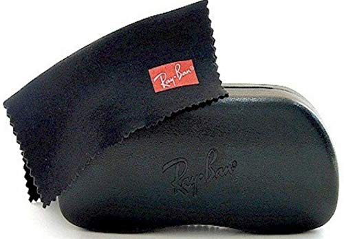 Black Ray-Ban eyeglass case with cloth pouch and small Ray-Ban label