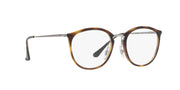 Havana brown round prescription eyeglass frames with silver-tone temple tips and demo lenses