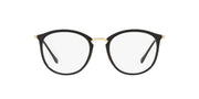 Black round prescription eyeglass frames, front view with clear demo lenses