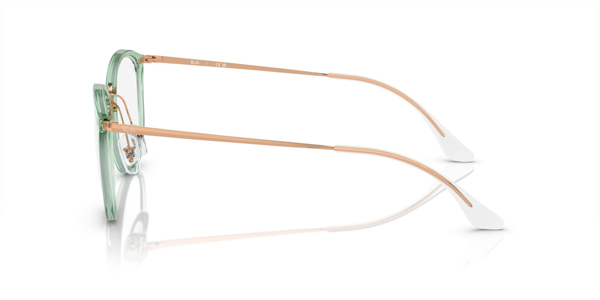 Ray-Ban prescription eyewear frames, mint-green translucent with tan temples