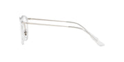Clear prescription eyewear frames side view with thin metal arms and demo lenses