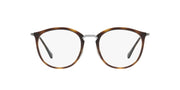 Havana brown round prescription eyeglass frames, front view with clear demo lenses