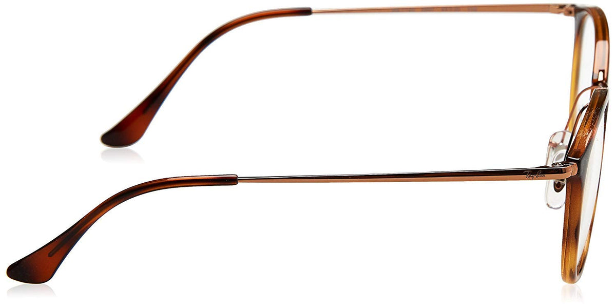Havana prescription eyewear frames side view with clear demo lenses and metal hinge