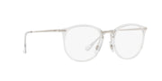 Clear prescription eyewear frames front view with round lenses and thin bridge