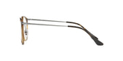 Havana brown prescription eyeglass frames with clear metal arms and clear demo lens