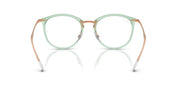 Ray-Ban prescription eyewear frames, mint-green front with amber temple details