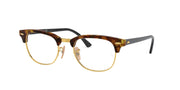 Tortoise prescription eyewear frames angled view with clear lenses and gold-tone hardware