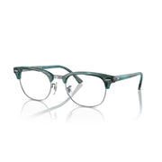 Green translucent prescription eyewear frame with clear lenses and slim temples