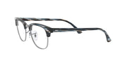 Blue-gray striped prescription eyewear frames side profile with clear lenses