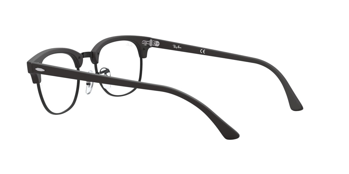 Ray-Ban prescription eyewear frames in matte dark color, other side profile, full-rim lenses