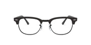 Ray-Ban prescription eyewear frames in matte dark color, full-rim round lenses, centered front