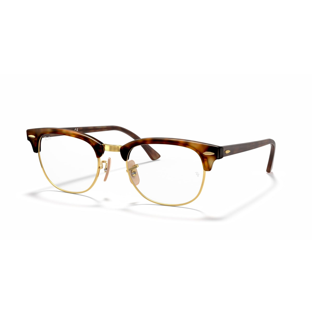 Ray-Ban prescription eyewear frames in brown tortoise tone, full-rim round lenses, front view