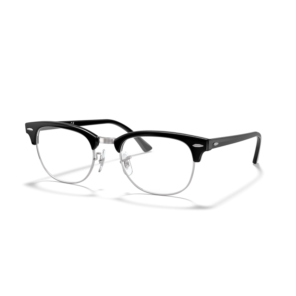 Matte black prescription eyewear frame with clear lenses and slim temples