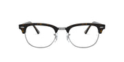 Ray-Ban prescription eyewear frames in black tone, full-rim round lenses, front view