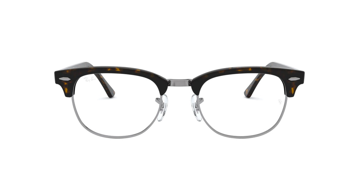 Ray-Ban prescription eyewear frames in black tone, full-rim round lenses, front view