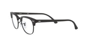 Ray-Ban prescription eyewear frames in matte dark color, side profile, slim temples, full-rim