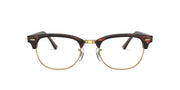Ray-Ban prescription frames with dark tortoise pattern and gold metal temples