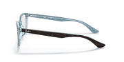 Ray-Ban striped grey prescription eyewear frames, side view with clear lenses