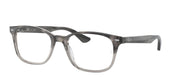 Gray translucent full-rim prescription frames with clear lenses, side profile view
