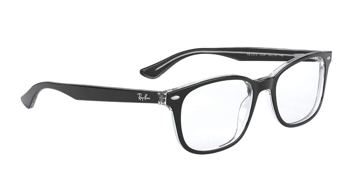 Ray-Ban black prescription eyewear frames with thin profile and clear lenses