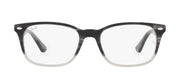 Black full-rim prescription eyewear frames with clear lenses, front view