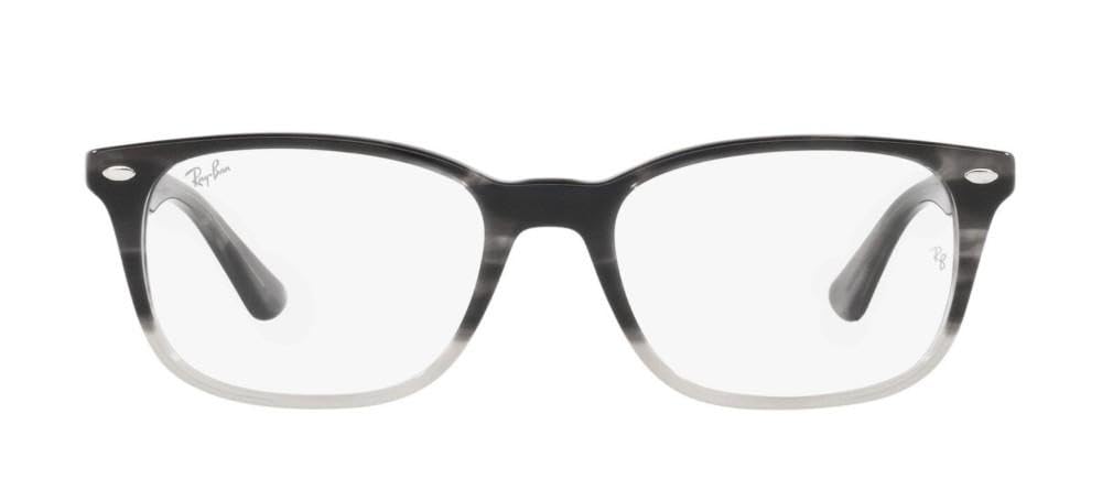 Black full-rim prescription eyewear frames with clear lenses, front view