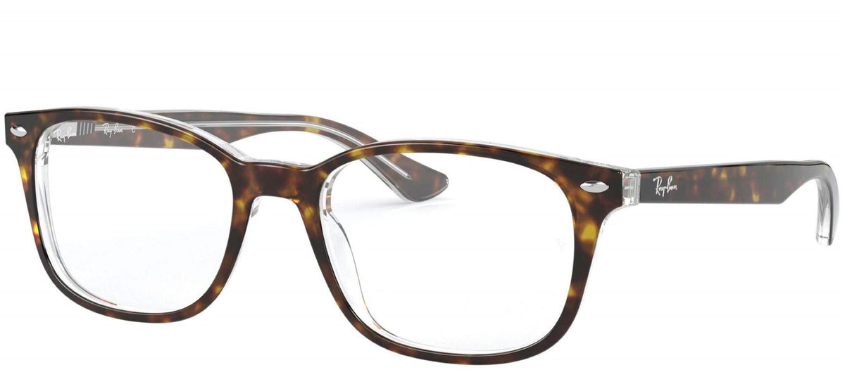Ray-Ban havana brown prescription eyewear frames with rectangular clear lenses