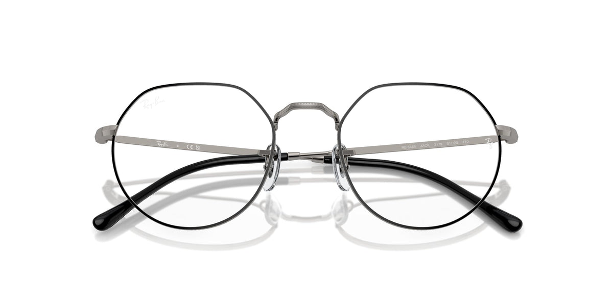 Ray-Ban RX6465 Prescription Eyewear Frames — Black On Gunmetal/Demo Lens — view 10