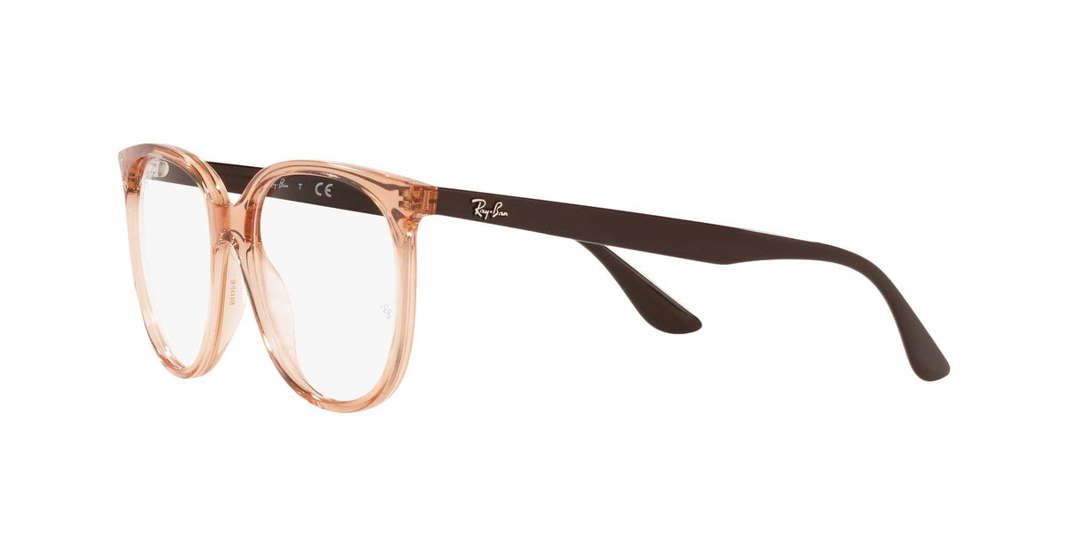 Ray-Ban prescription eyewear frames, transparent amber front with dark temples