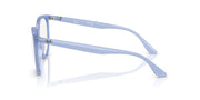 Ray-Ban prescription eyewear frames, light blue translucent full-rim, temple detail