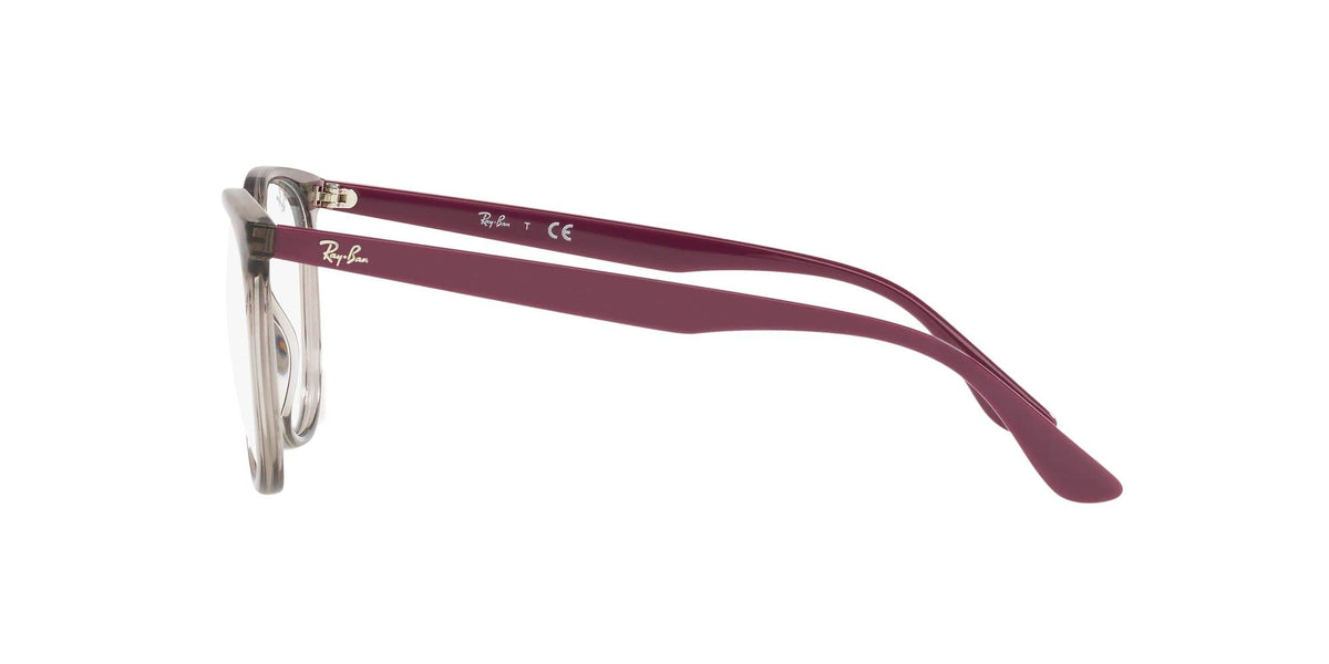 Ray-Ban prescription eyewear frames, burgundy temple arm with visible branding