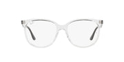 Ray-Ban prescription frames in clear/opal light color, full-rim square with demo lenses