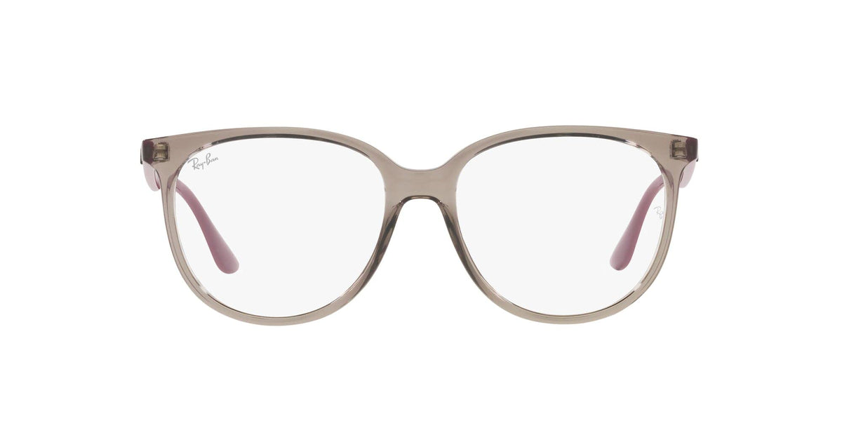 Ray-Ban prescription eyewear frames, translucent light brown with clear lenses
