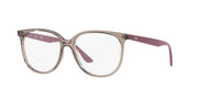 Ray-Ban prescription eyewear frames, translucent light brown with burgundy temples