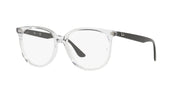Ray-Ban prescription frames in clear/opal light color, side view with demo lenses