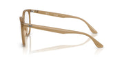 Ray-Ban prescription frames in opal light brown, temple arms and metal hinge detail