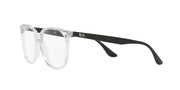 Ray-Ban prescription frames in clear with black temple tips, full-rim square and demo lenses