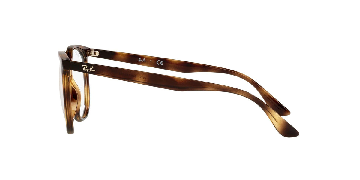 Ray-Ban prescription frames in tortoise brown, side profile with adjustable-looking tips