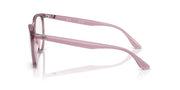 Ray-Ban prescription frames in opal light violet, profile view of temple arms