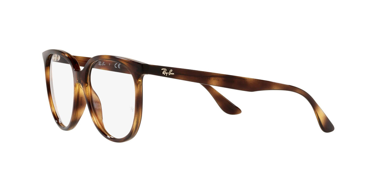 Ray-Ban prescription frames in tortoise brown, slim temple arms with demo lenses