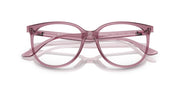Ray-Ban prescription frames in opal light violet, angled view with translucent temple tips