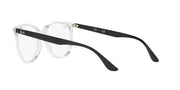 Ray-Ban prescription frames in clear with black top bar, full-rim square with demo lenses