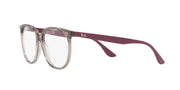 Ray-Ban prescription eyewear frames, burgundy-toned sides with clear oval lenses