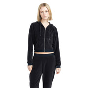 Volcom Women's Lived in Lounge Velour Zip Hoodie Sweatshirt — Black — view 1
