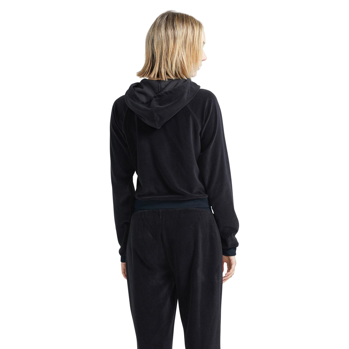 Volcom Women's Lived in Lounge Velour Zip Hoodie Sweatshirt — Black — view 2