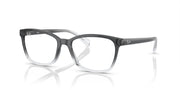 Ray-Ban square eyeglass frames in dark gray with transparent lens style