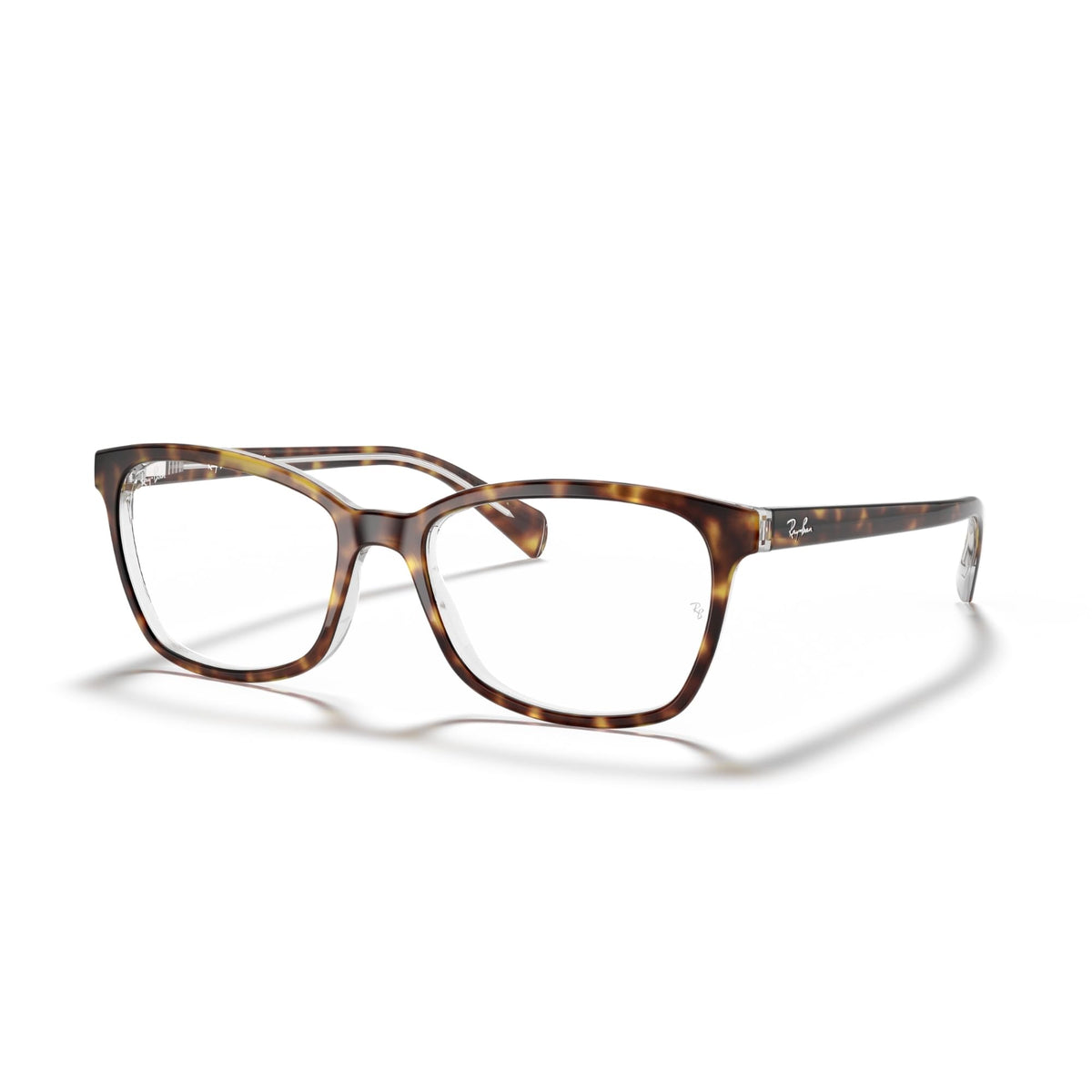 Ray-Ban RX5362 prescription eyewear frames, havana full-rim with clear demo lenses